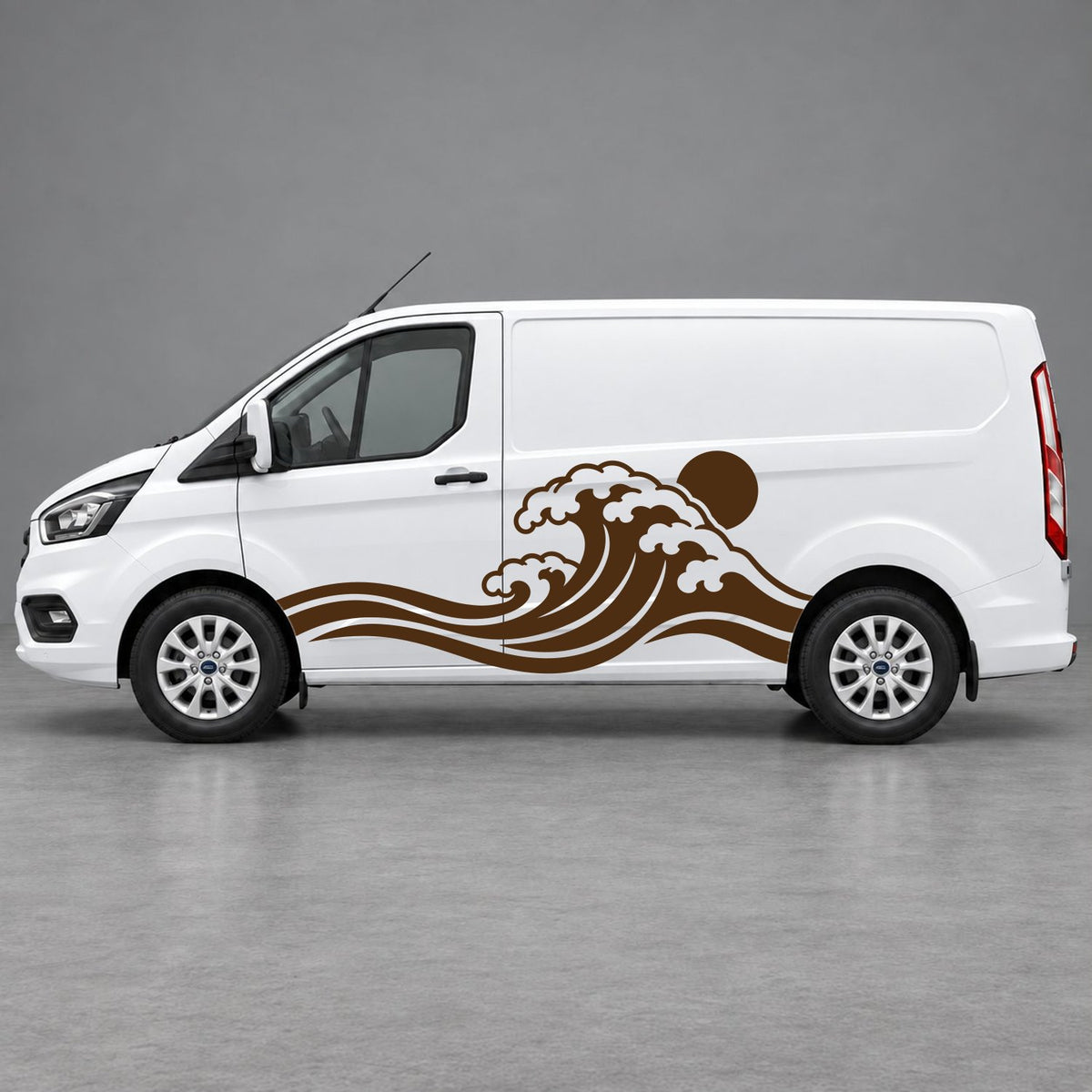 Ford Transit Custom Ocean Wave & Sunset Side Graphics in Brown