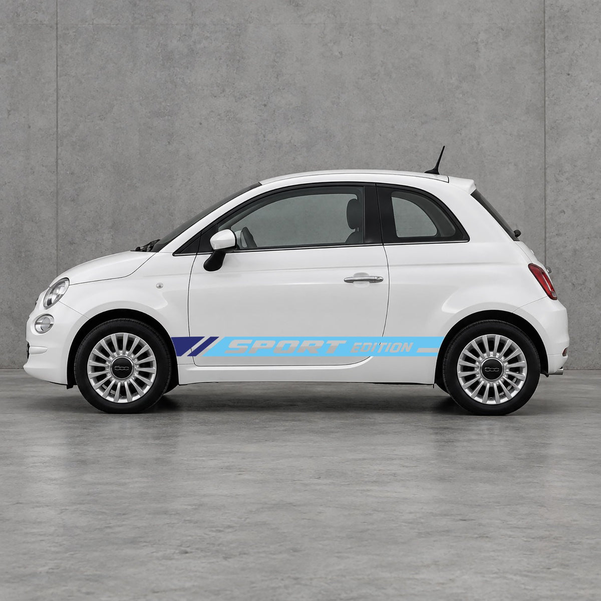 Fiat 500 Sport Edition Side Stripes Kit - Pair Supplied in Light Blue & Navy Blue