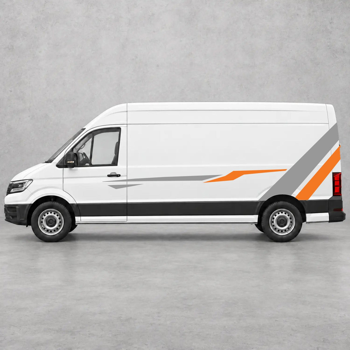 VW Crafter Bold Rear Diagonal Side Stripes in Grey & Orange