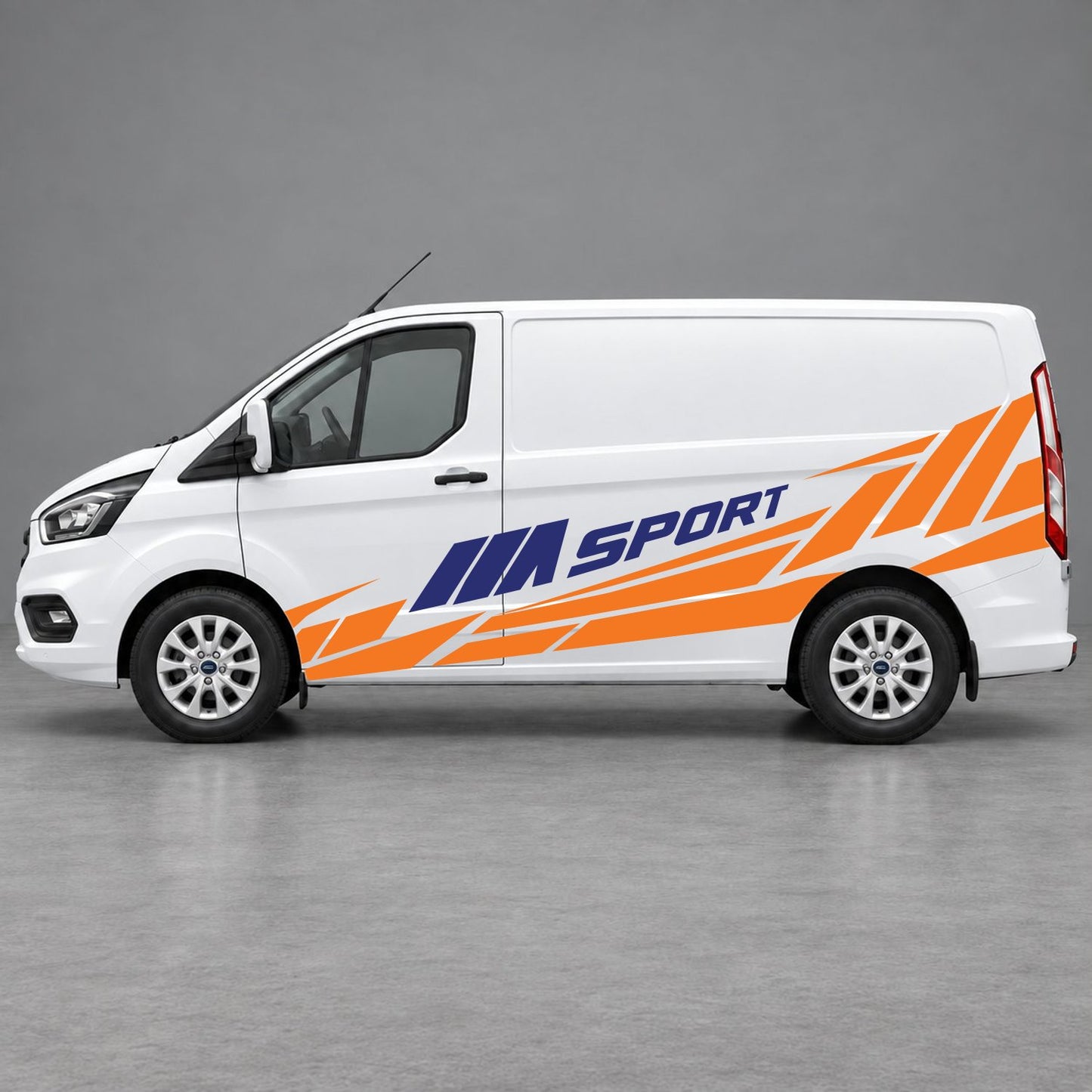 Ford Transit Custom M Sport Racing Side Graphics in Orange & Navy Blue