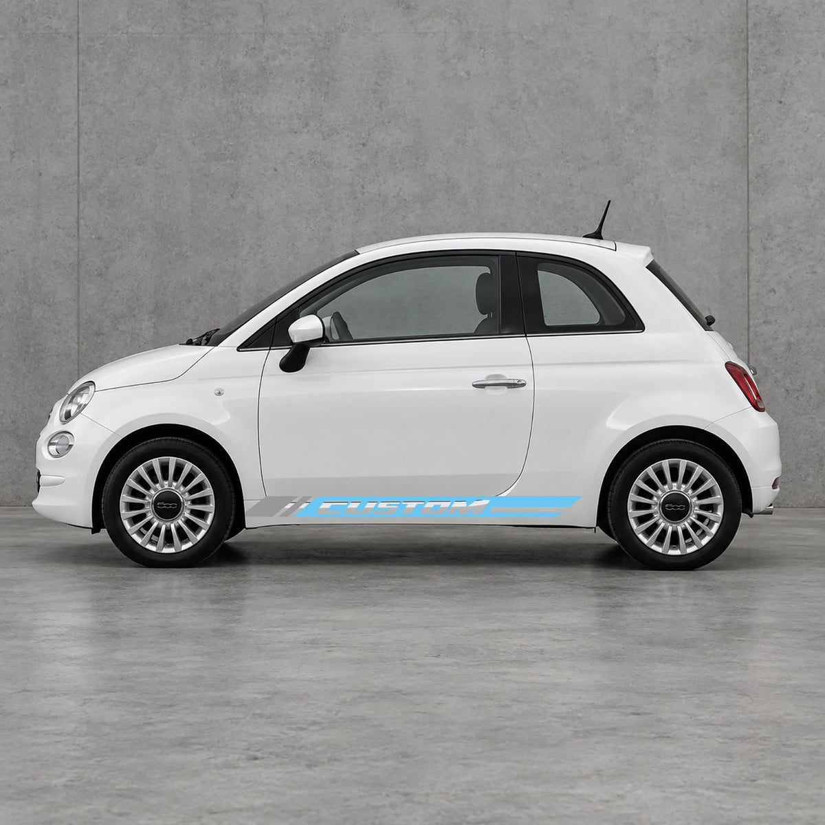 Fiat 500 Custom Lower Side Stripes Kit - Pair Supplied in Light Blue & Grey