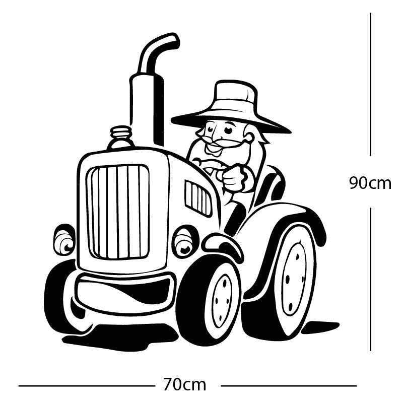 farmer and tractor decal wall sticker