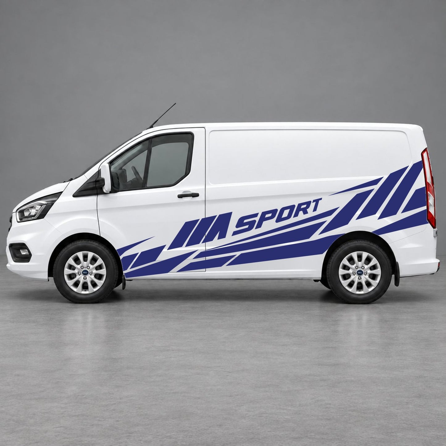 Ford Transit Custom M Sport Racing Side Graphics in Navy Blue & Navy Blue