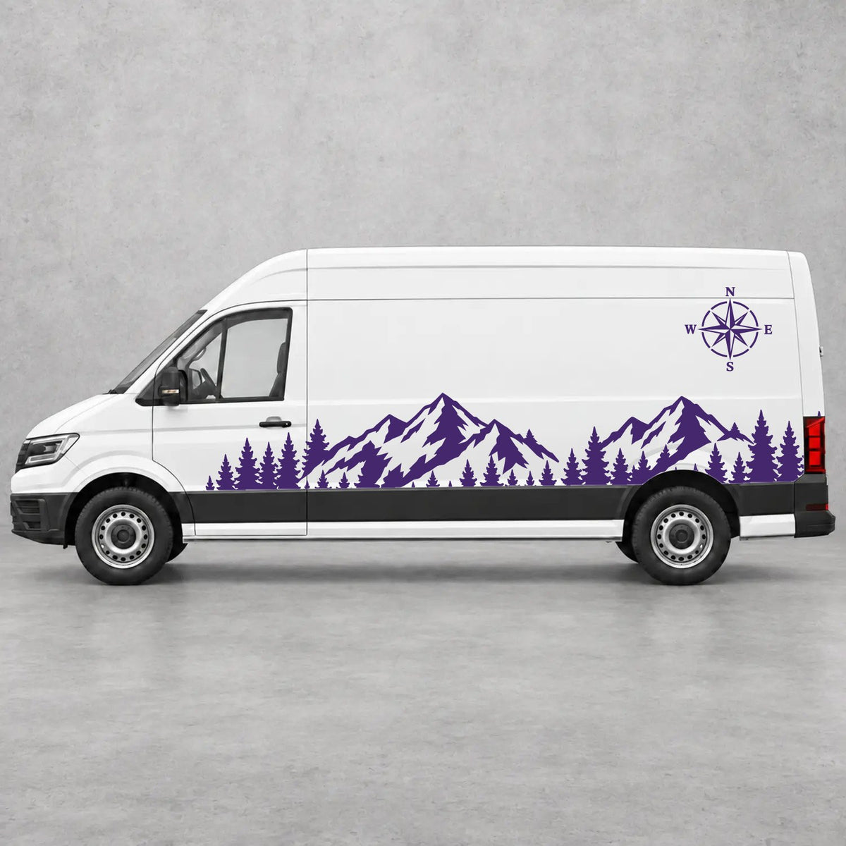 VW Crafter Mountain Forest & Compass Side Graphics in Purple