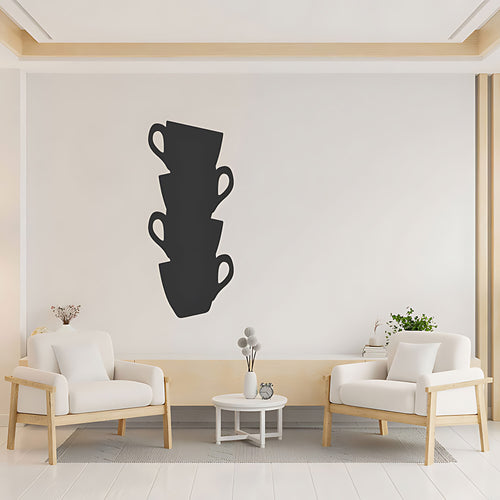 Stacked Cups Kitchen Wall Sticker ‚Äì Coffee Cup Wall Art Decal