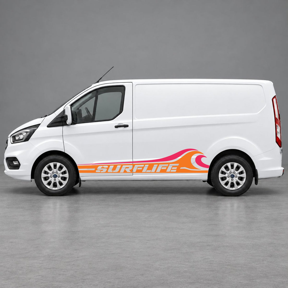 Ford Transit Custom Surflife Wave Side Stripes in Orange & Pink