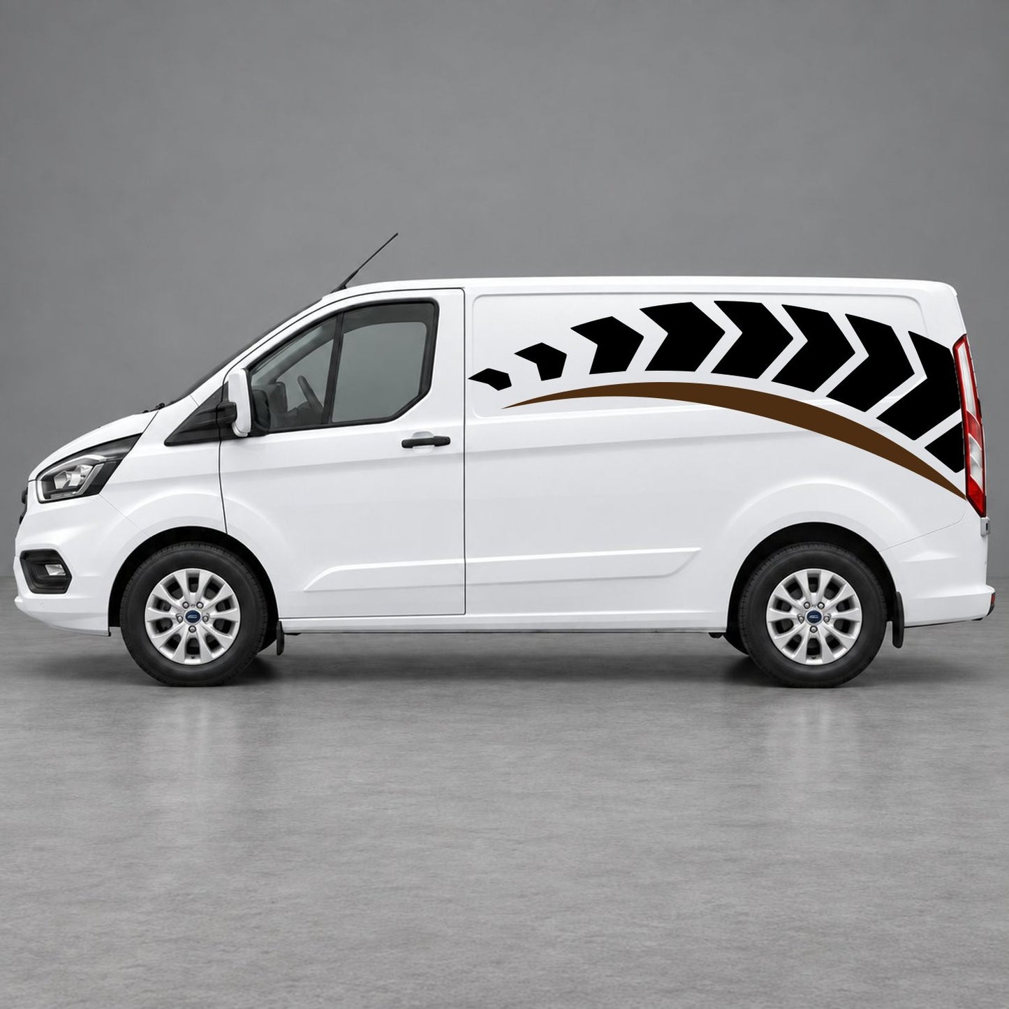 Ford Transit Custom Chevron Track Side Graphics in Black & Brown