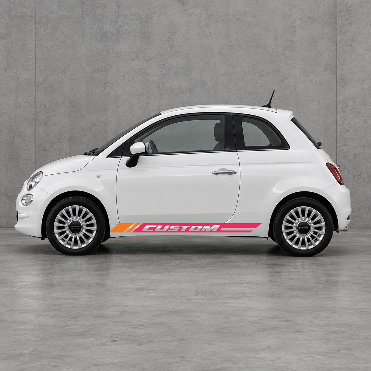 Fiat 500 Custom Lower Side Stripes Kit - Pair Supplied in Pink & Orange