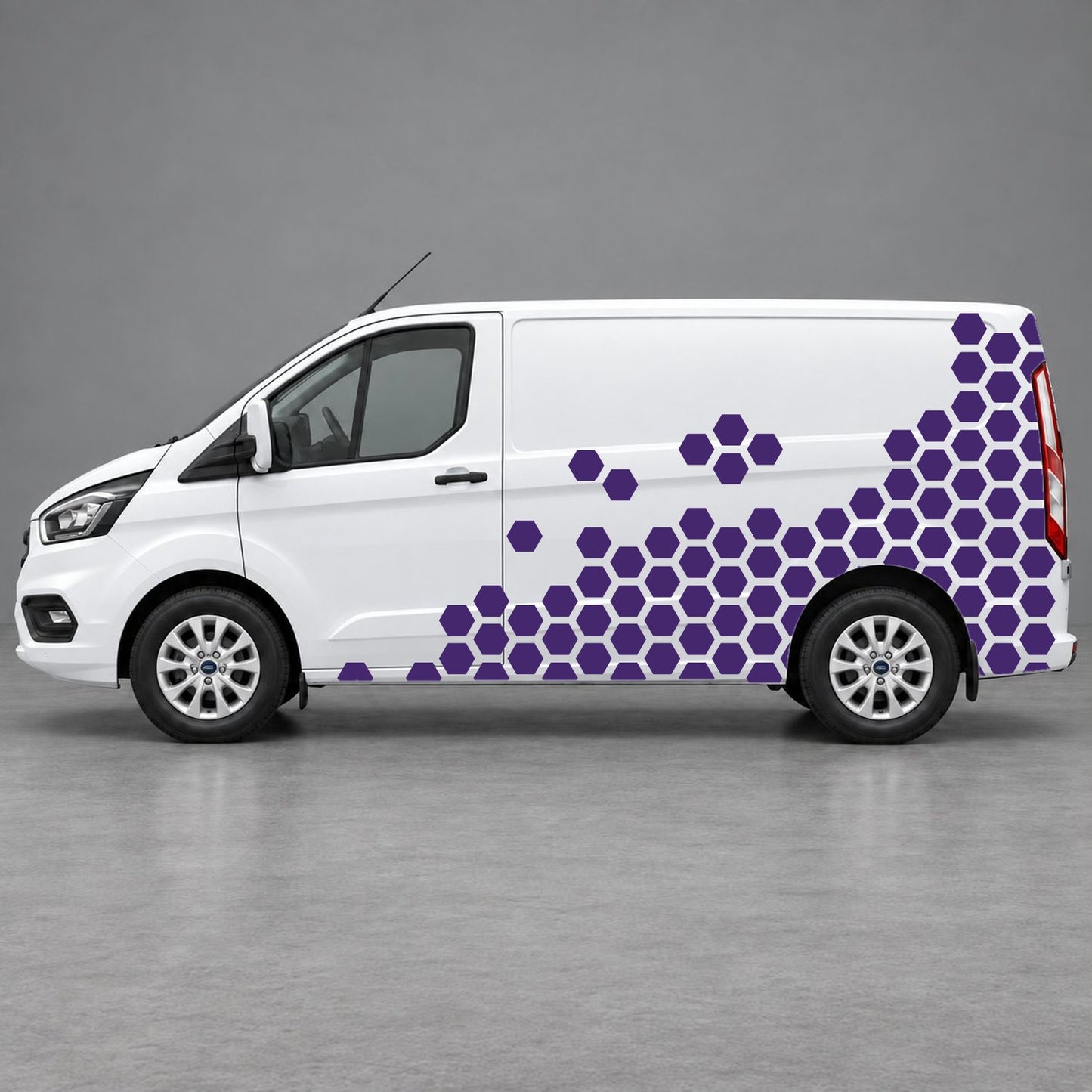 Ford Transit Custom Honeycomb Fade Side Graphics in Purple