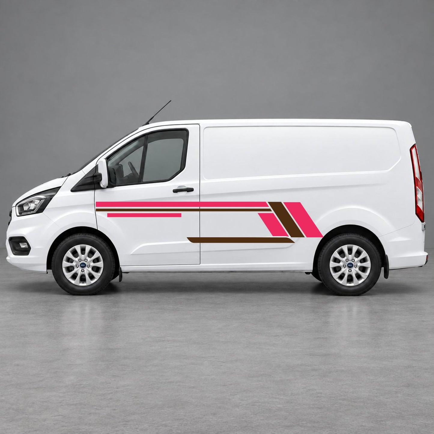 Ford Transit Custom Geometric Outline Side Stripes in Pink & Brown