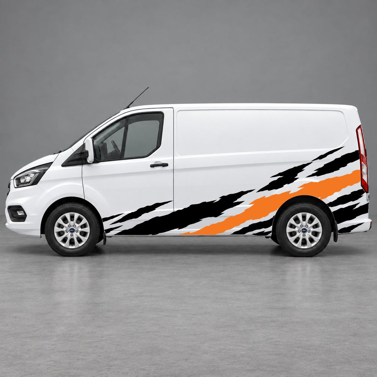 Ford Transit Custom Claw Scratch Side Graphics in Black & Orange