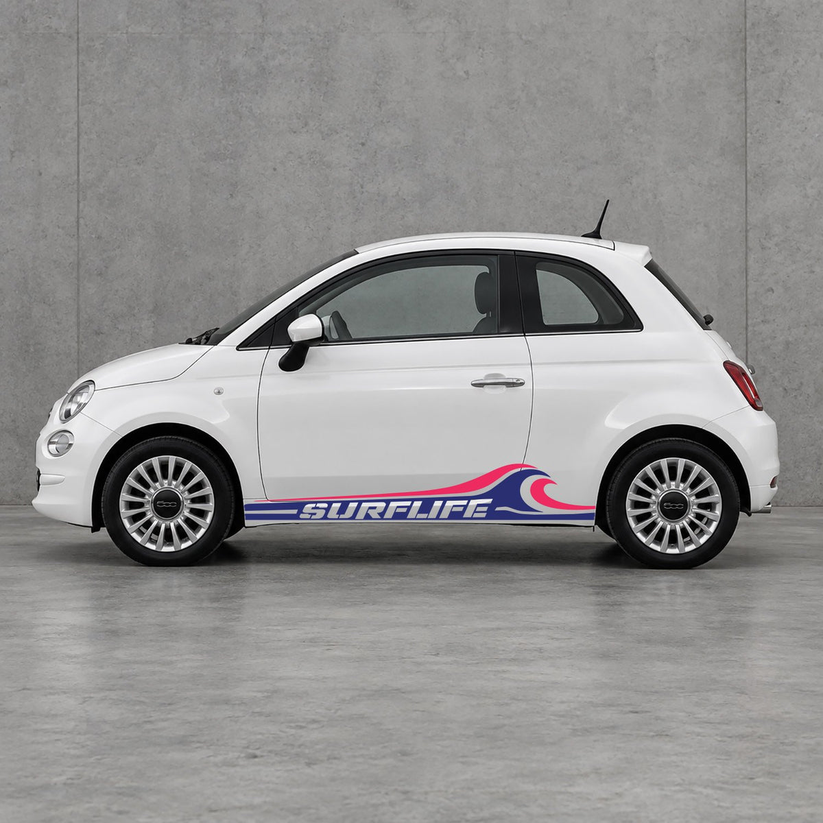 Fiat 500 Surf Life Side Stripes Kit - Pair Supplied in Navy Blue & Pink