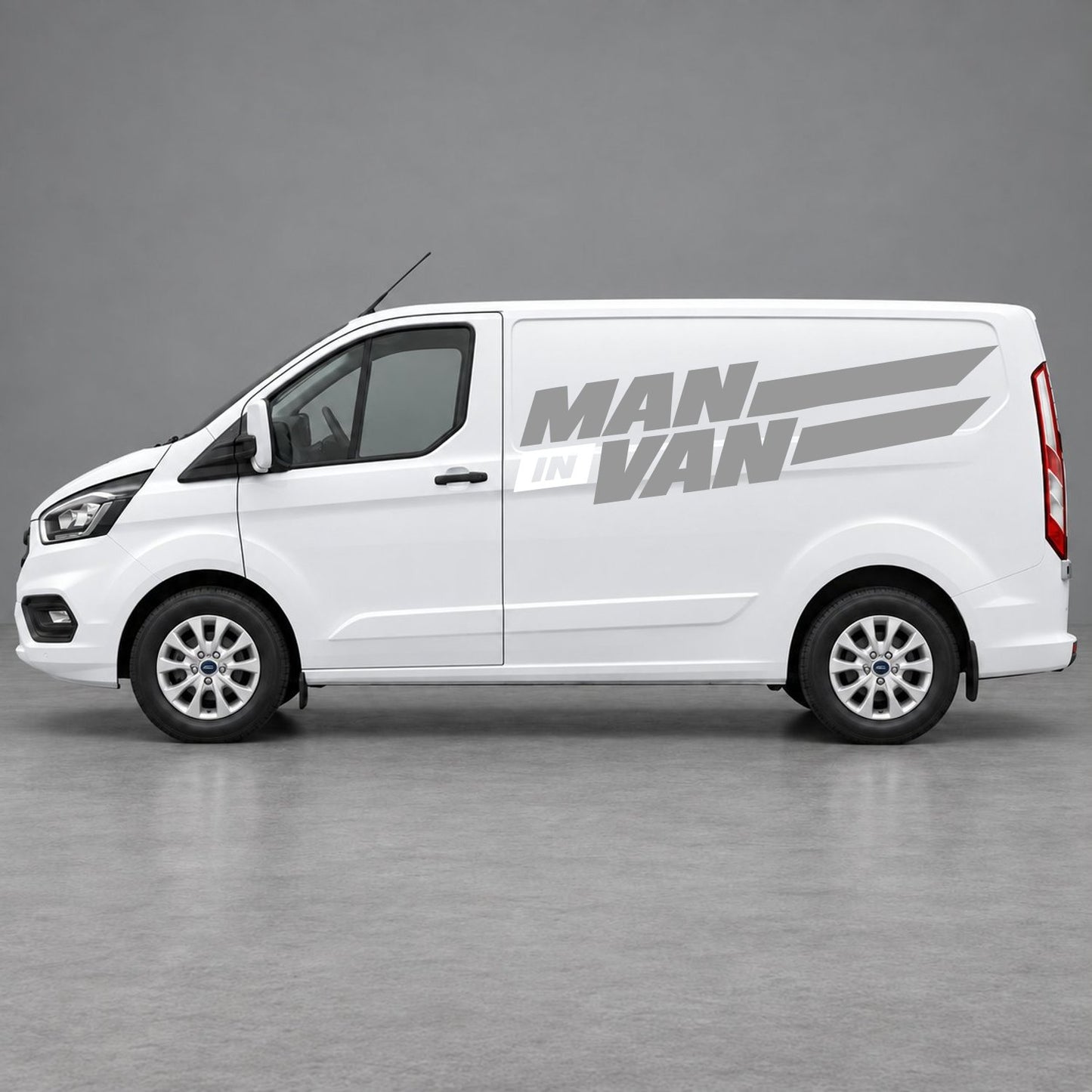 Ford Transit Custom Man in Van Side Stripes in Grey & White