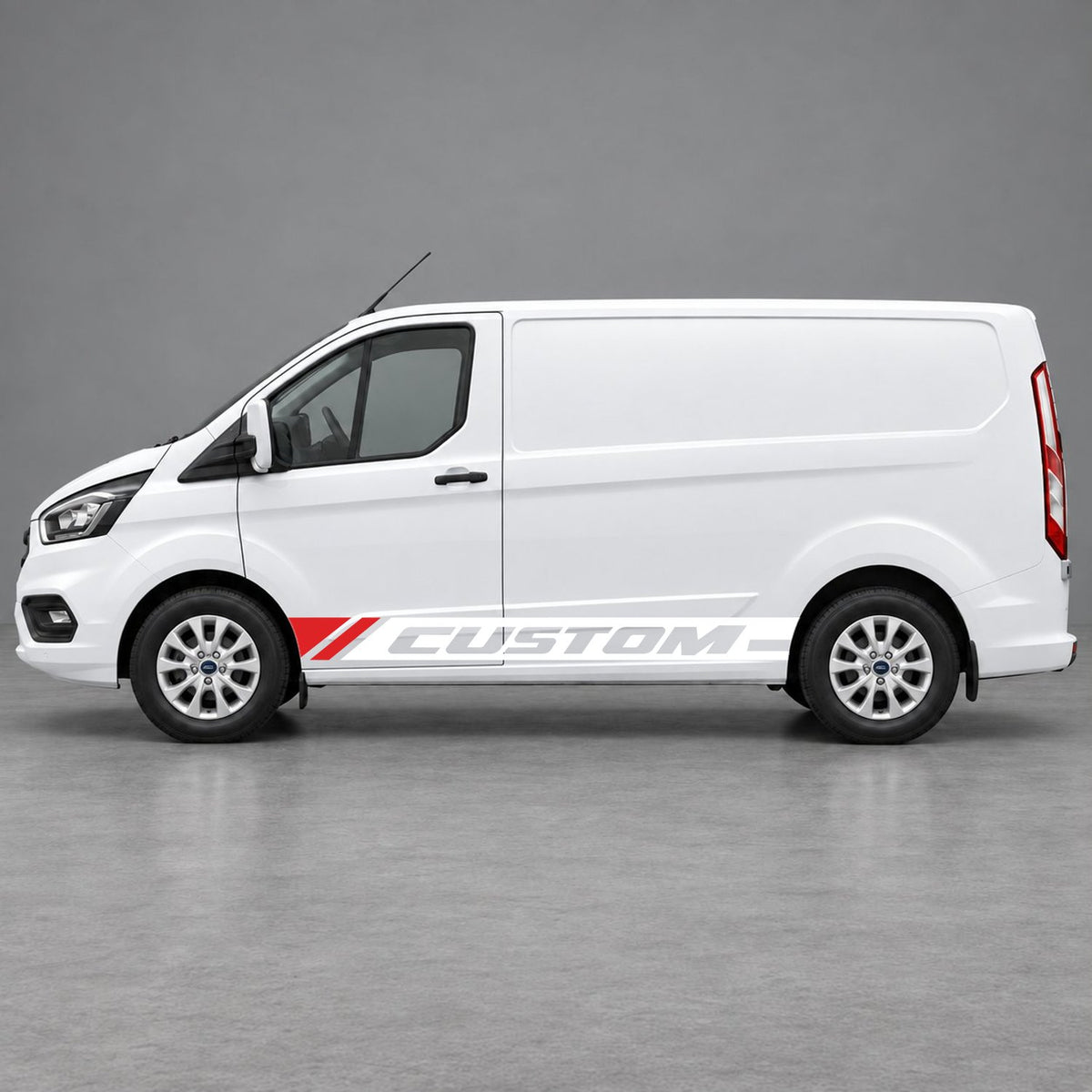 Ford Transit Custom Custom Lower Side Stripes in White & Red