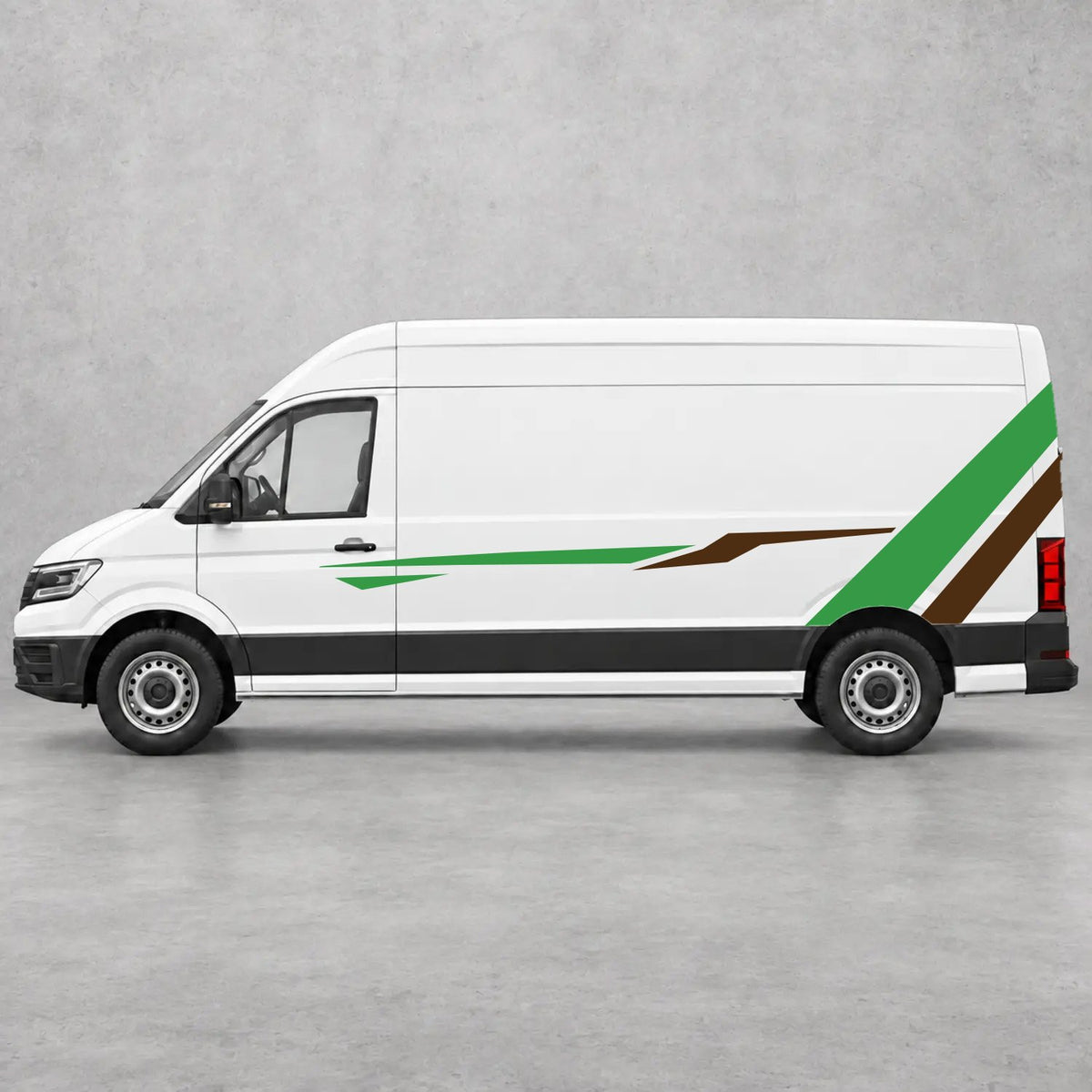 VW Crafter Bold Rear Diagonal Side Stripes in Green & Brown