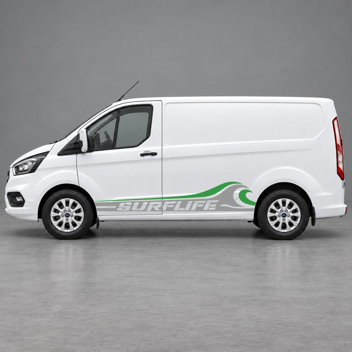 Ford Transit Custom Surflife Wave Side Stripes in Grey & Green