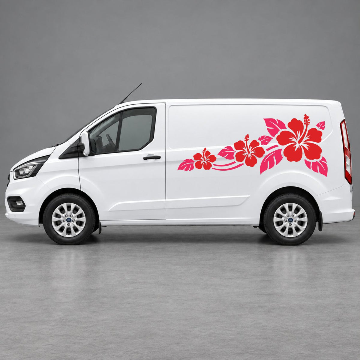 Ford Transit Custom Hibiscus Flower Trail Side Graphics in Pink & Red