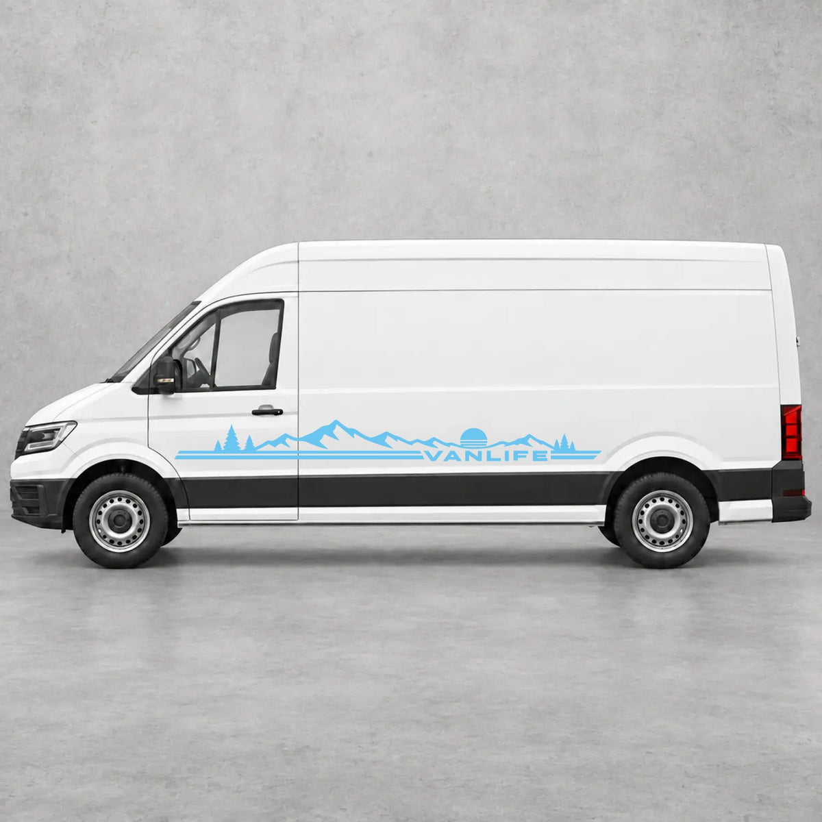 VW Crafter Vanlife Mountain Side Stripes in Light Blue