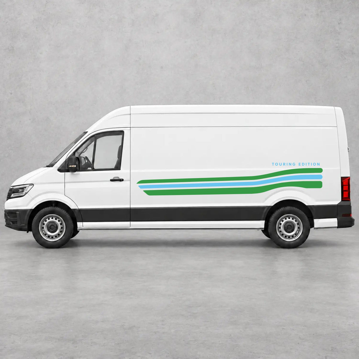VW Crafter Touring Edition Side Stripes in Green & Light Blue