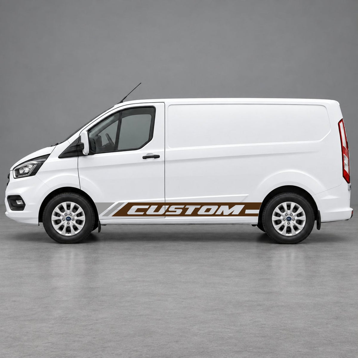 Ford Transit Custom Custom Lower Side Stripes in Brown & Grey