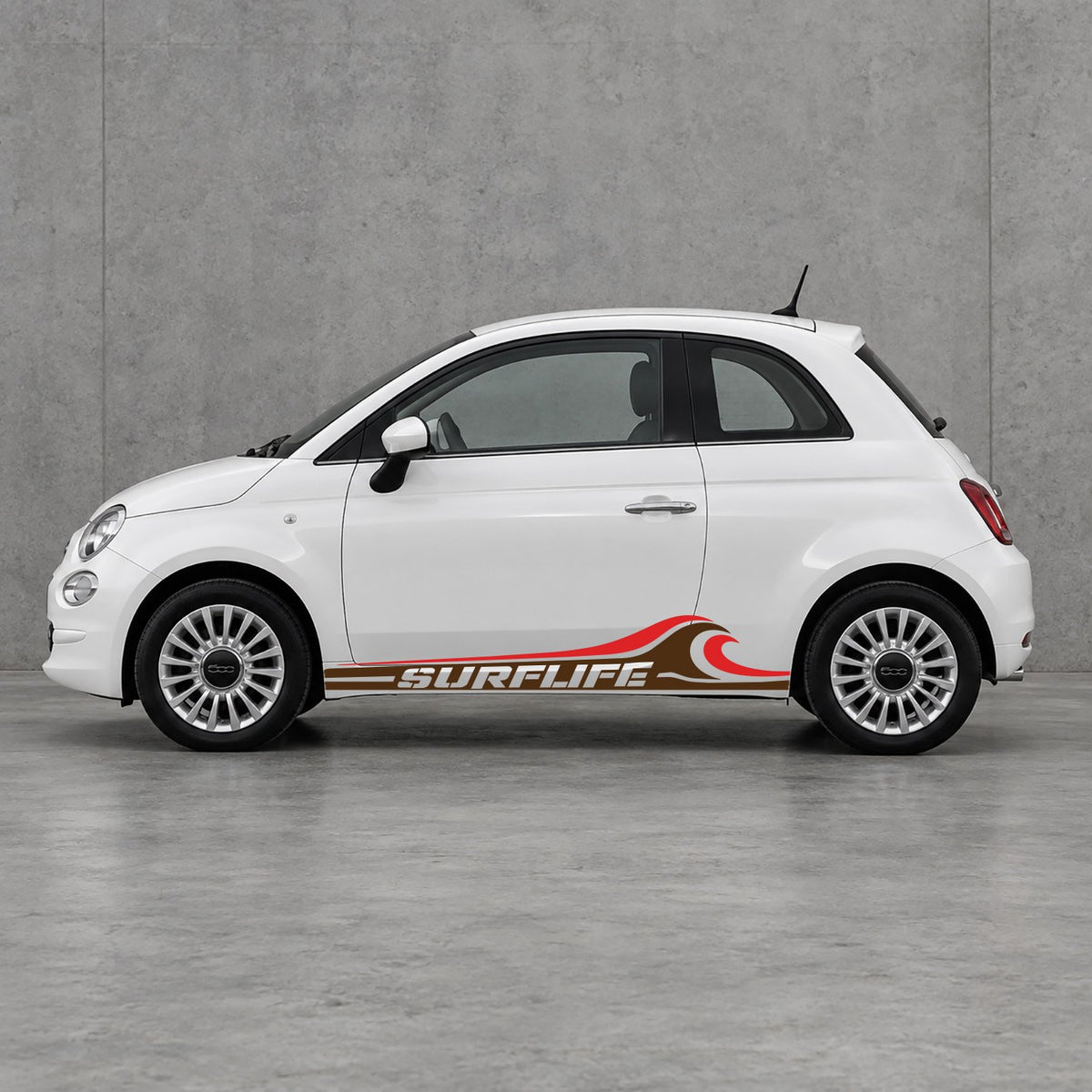 Fiat 500 Surf Life Side Stripes Kit - Pair Supplied in Brown & Red