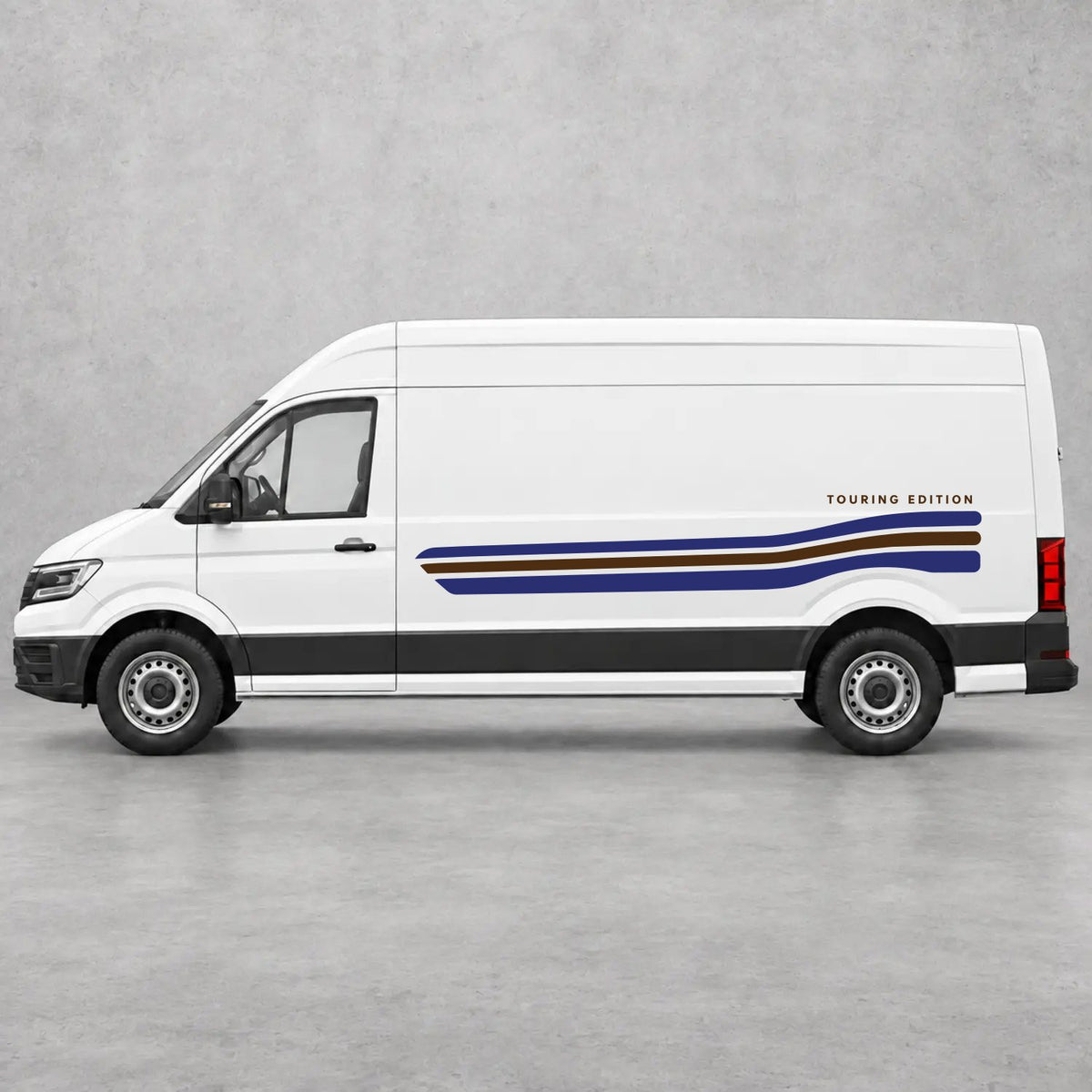 VW Crafter Touring Edition Side Stripes in Navy Blue & Brown