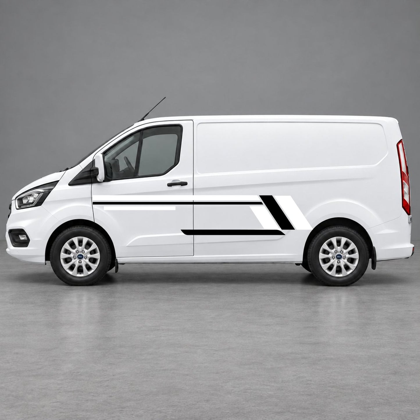 Ford Transit Custom Geometric Outline Side Stripes in White & Black
