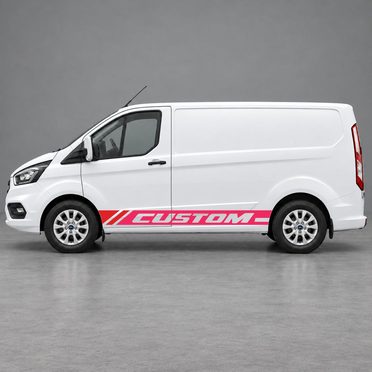 Ford Transit Custom Custom Lower Side Stripes in Pink & Red