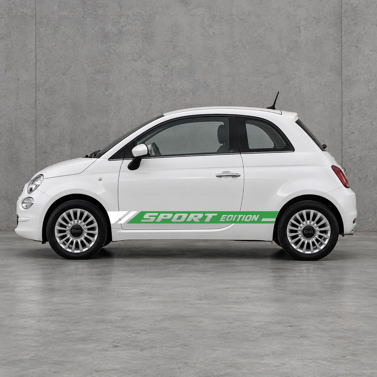 Fiat 500 Sport Edition Side Stripes Kit - Pair Supplied in Green & White