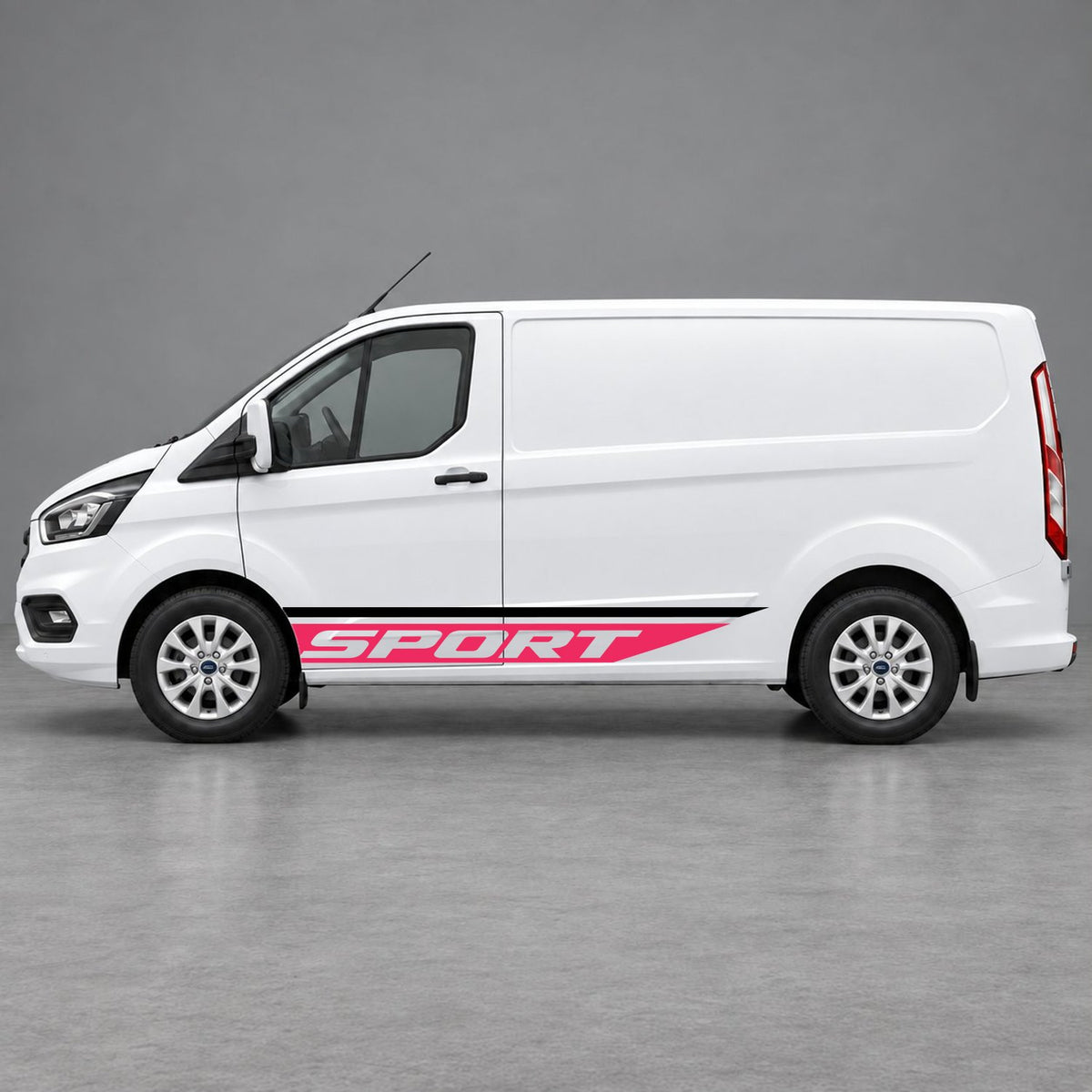 Ford Transit Custom Sport Swoosh Lower Side Stripes in Black & Pink