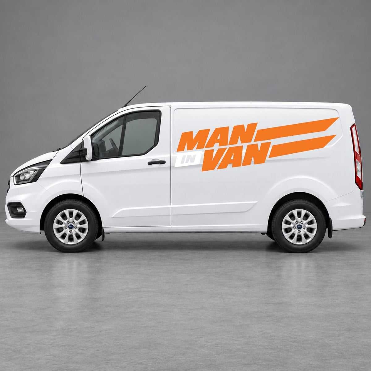 Ford Transit Custom Man in Van Side Stripes in Orange & White