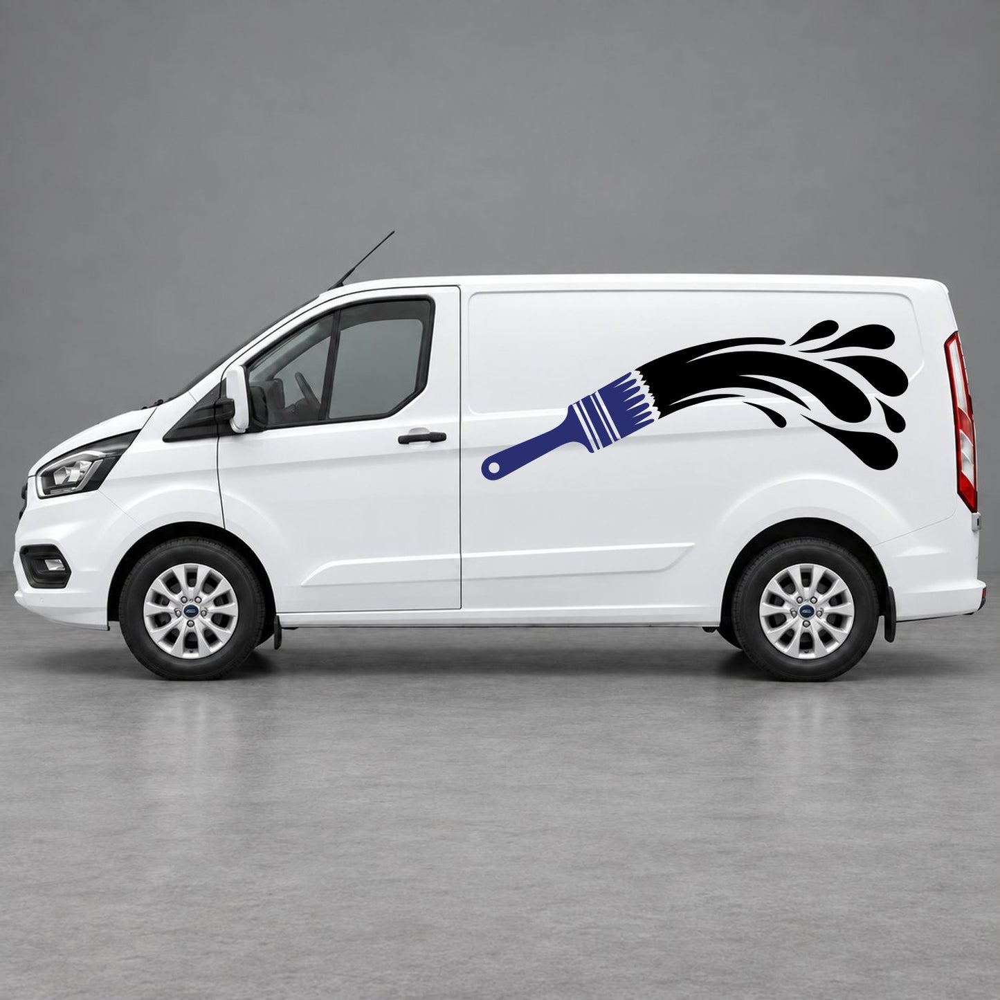 Ford Transit Custom Paintbrush Swoosh Side Graphics in Navy Blue & Black