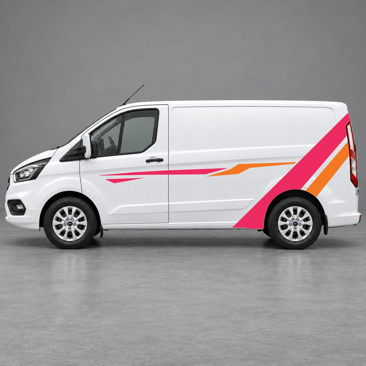 Ford Transit Custom Bold Rear Diagonal Side Stripes in Pink & Orange