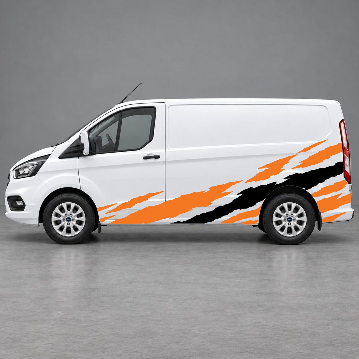 Ford Transit Custom Claw Scratch Side Graphics in Orange & Black