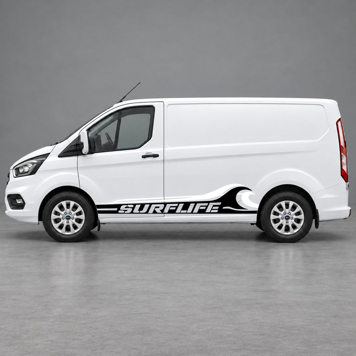 Ford Transit Custom Surflife Wave Side Stripes in Black & White