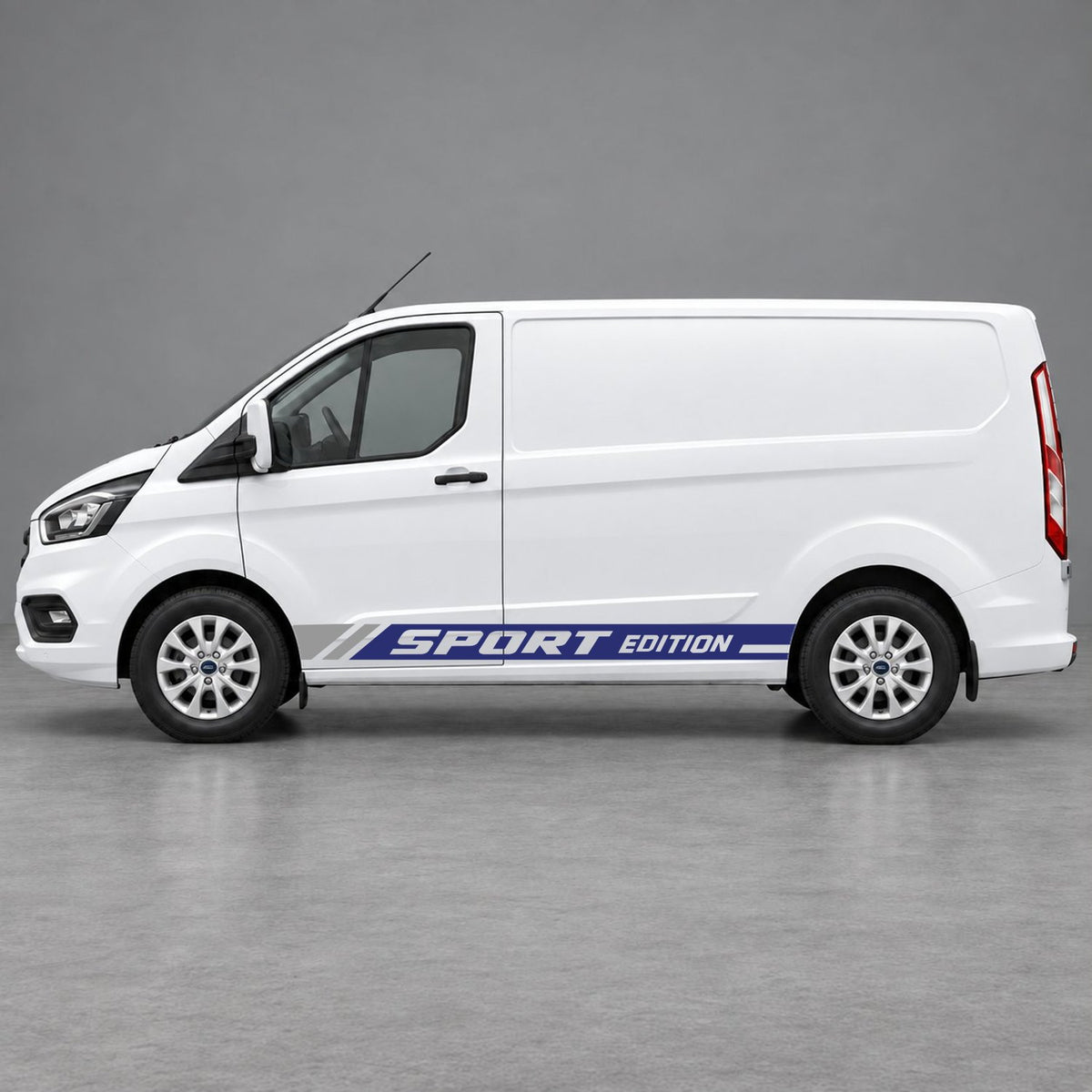 Ford Transit Custom Sport Edition Lower Side Graphics in Navy Blue & Grey