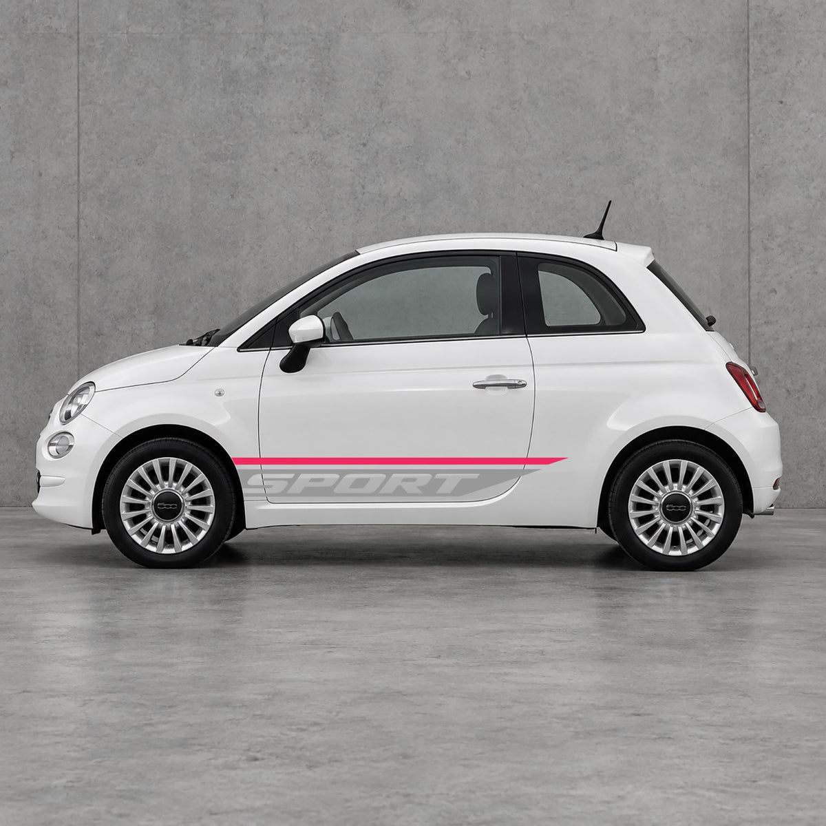 Fiat 500 Sport Lower Side Stripes Kit - Pair Supplied in Pink & Grey