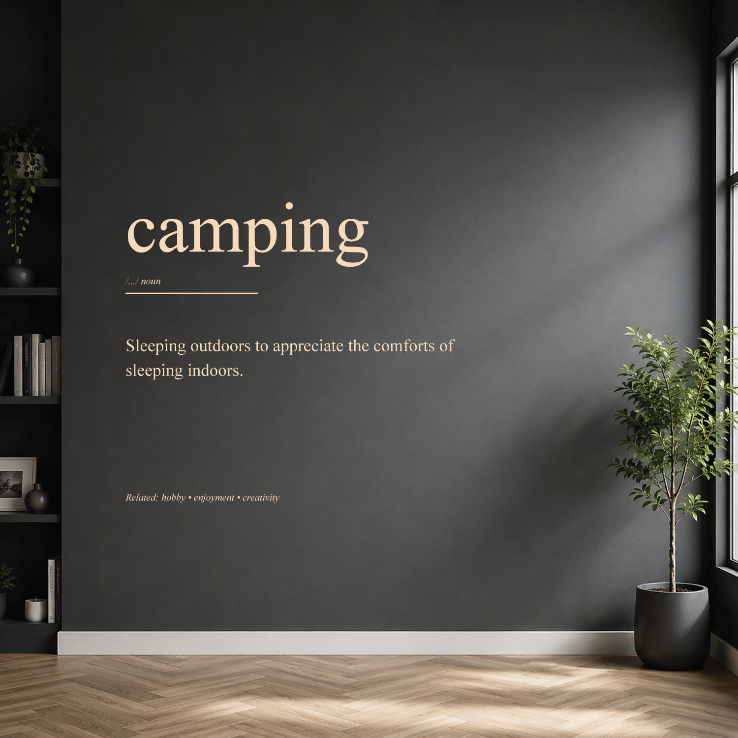camping dictionary definition wall sticker
