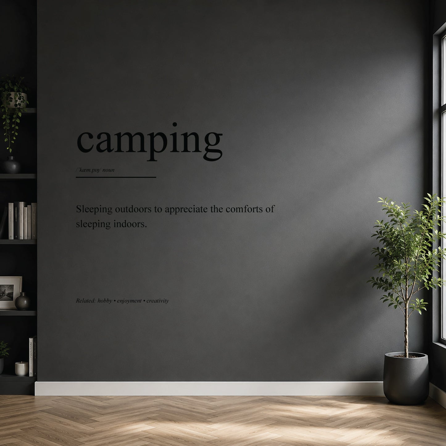 camping dictionary definition wall sticker