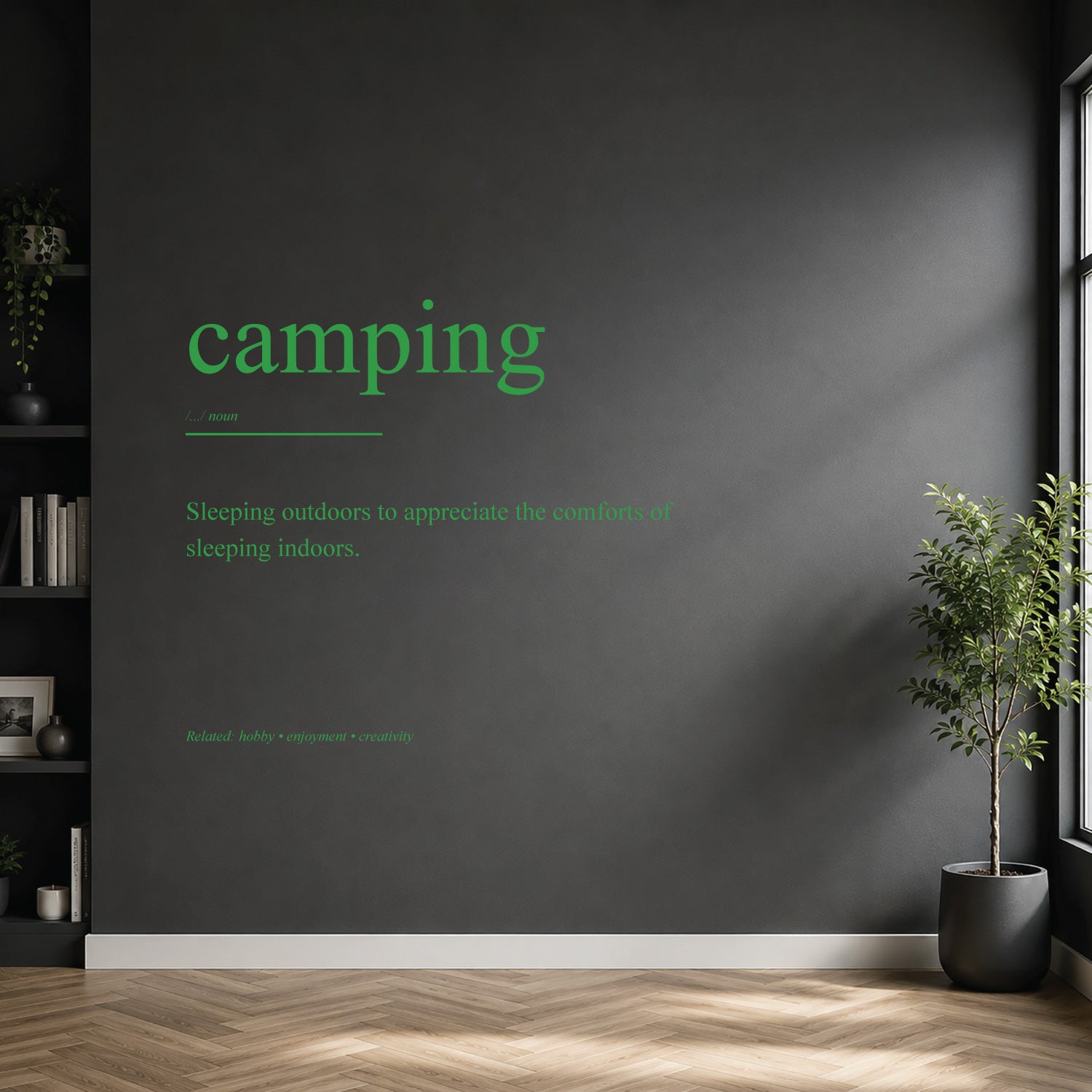 camping dictionary definition wall sticker
