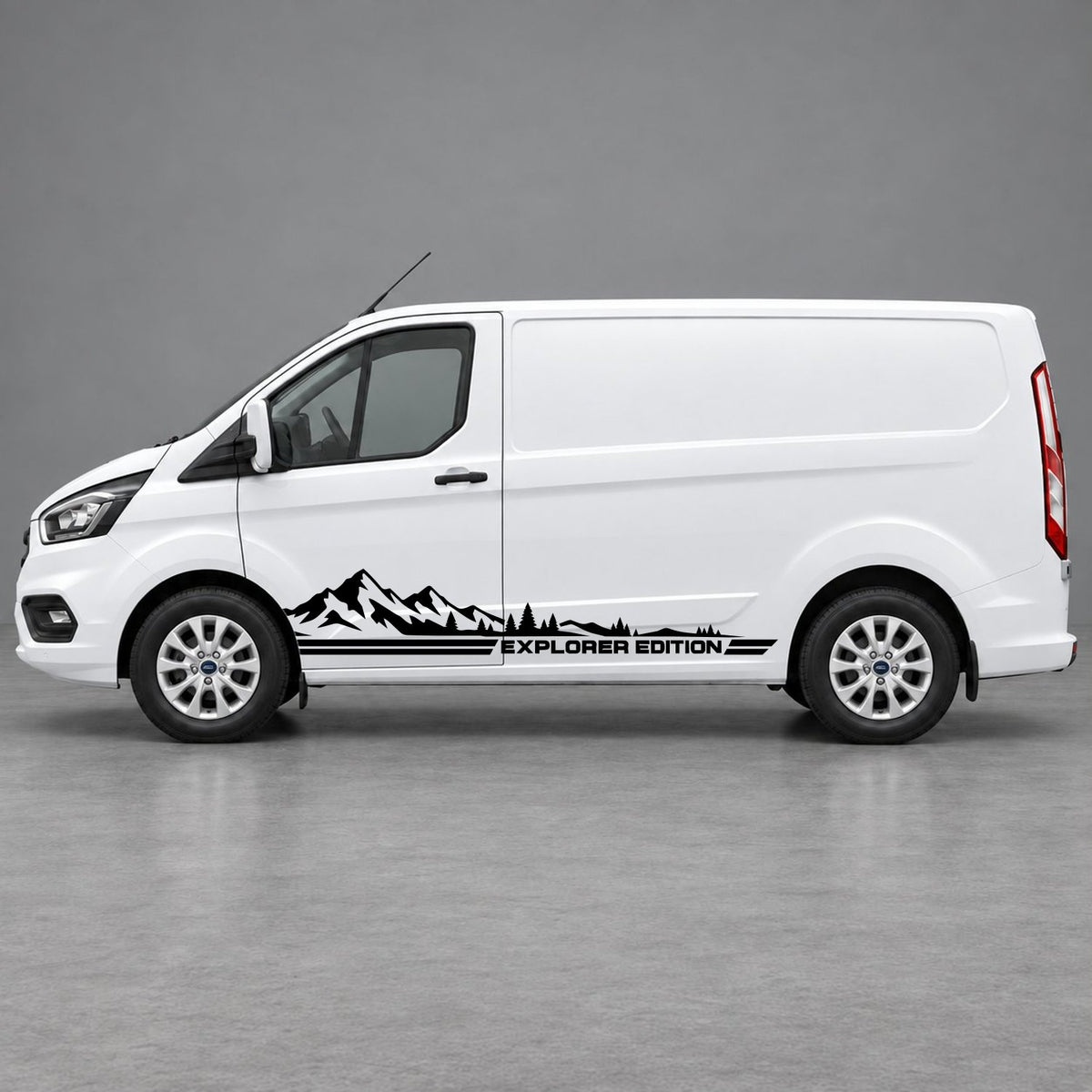 Ford Transit Custom Explorer Edition Mountain Side Stripes in Black