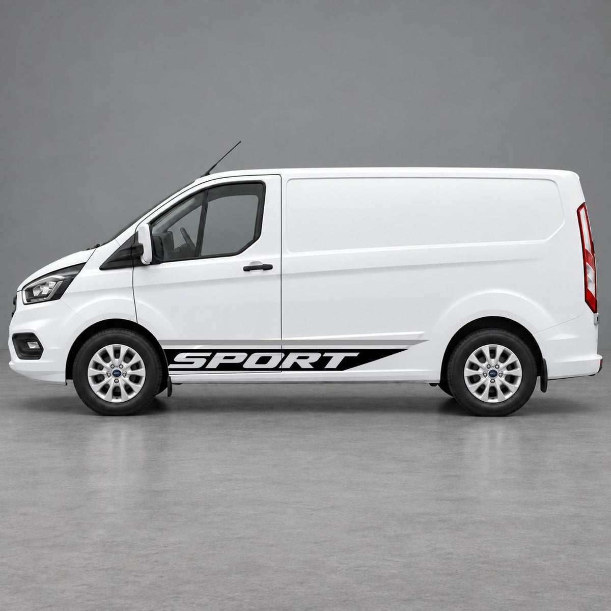 Ford Transit Custom Sport Swoosh Lower Side Stripes in Grey & Black