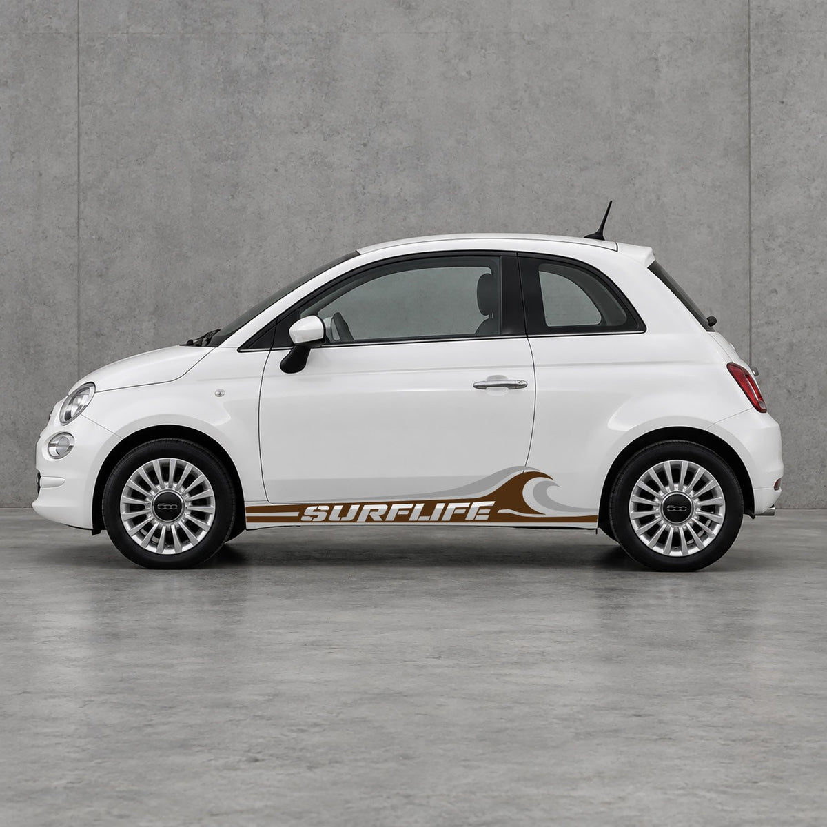 Fiat 500 Surf Life Side Stripes Kit - Pair Supplied in Brown & Grey