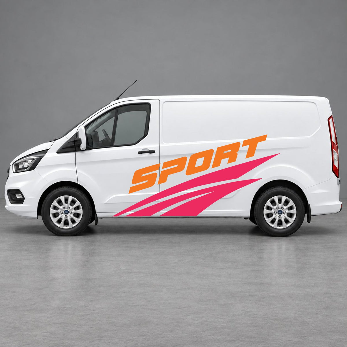 Ford Transit Custom Sport Twin Stripe Side Graphics in Pink & Orange