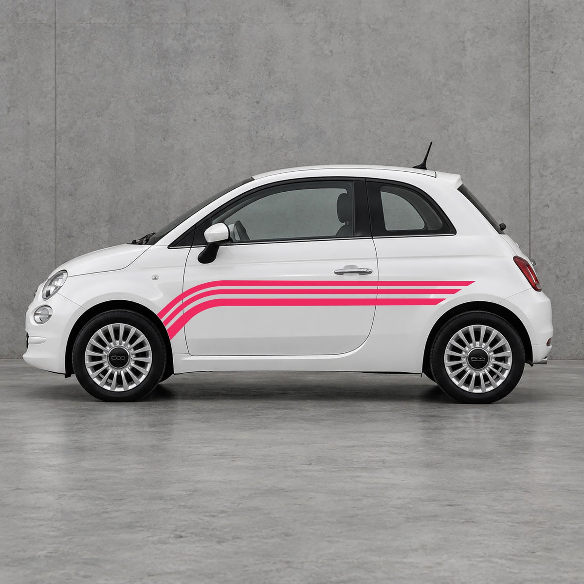 Fiat 500 Retro Triple Side Stripes Kit - Pair Supplied in Pink & Pink