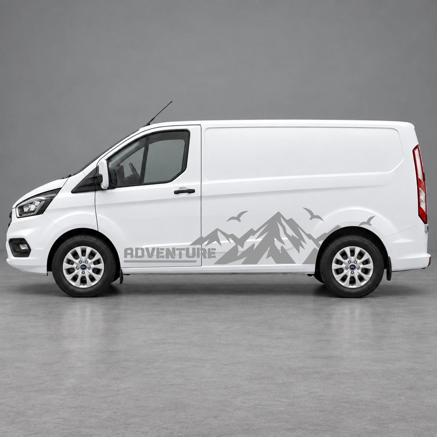 Ford Transit Custom Adventure Mountain Side Graphics in Grey