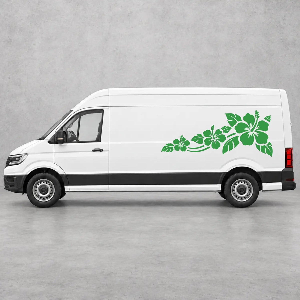 VW Crafter Hibiscus Flower Trail Side Graphics in Green & Green