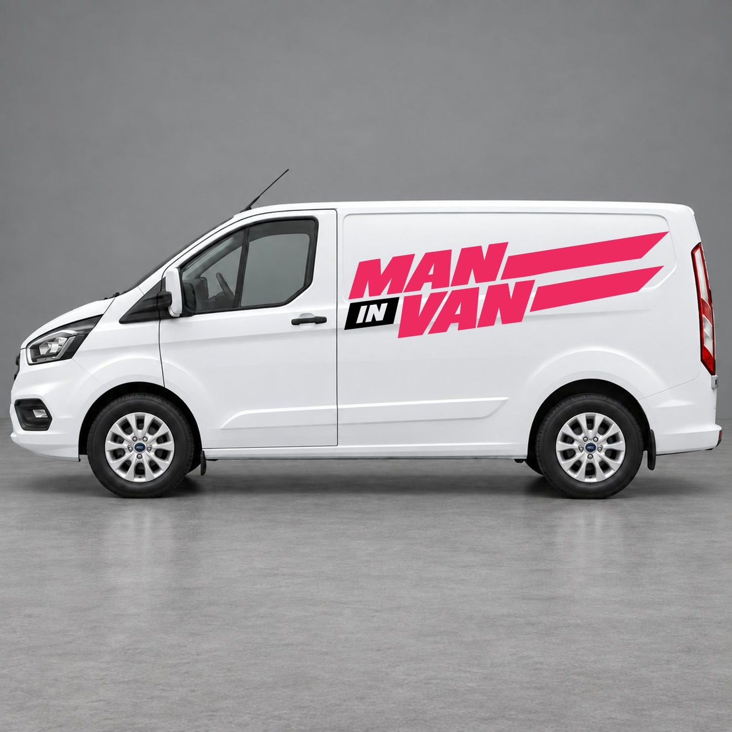 Ford Transit Custom Man in Van Side Stripes in Pink & Black