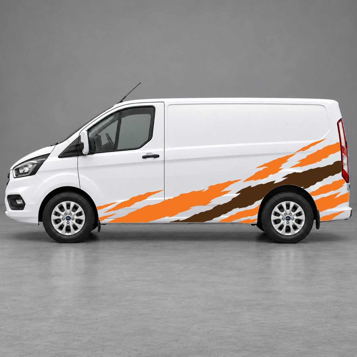 Ford Transit Custom Claw Scratch Side Graphics in Orange & Brown