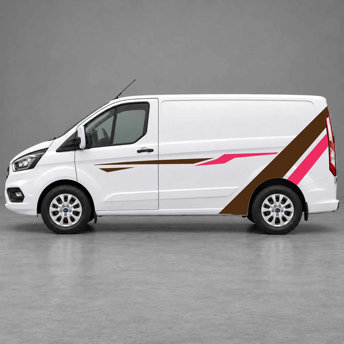 Ford Transit Custom Bold Rear Diagonal Side Stripes in Brown & Pink